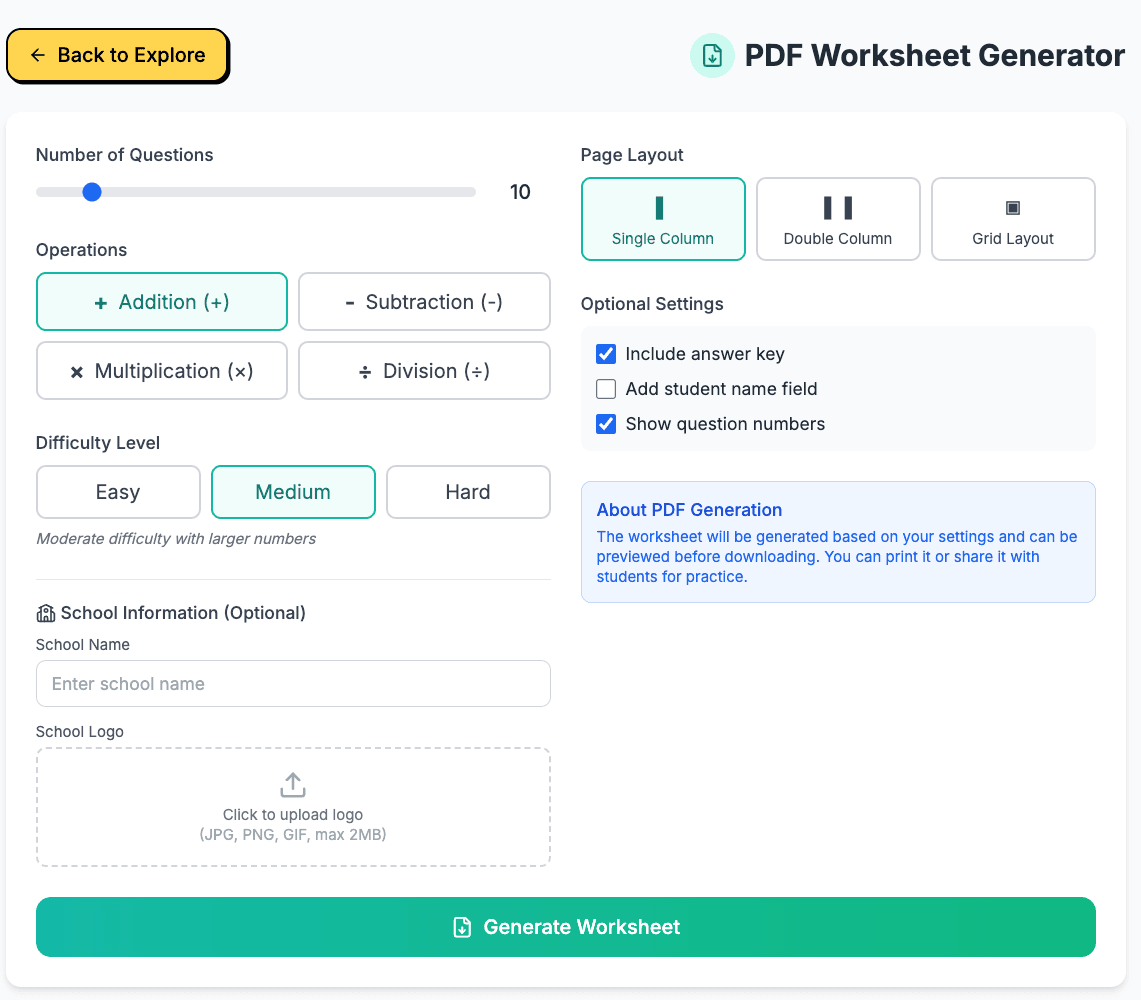 [Parent-Mode] Generate Problem Set with PDF Export